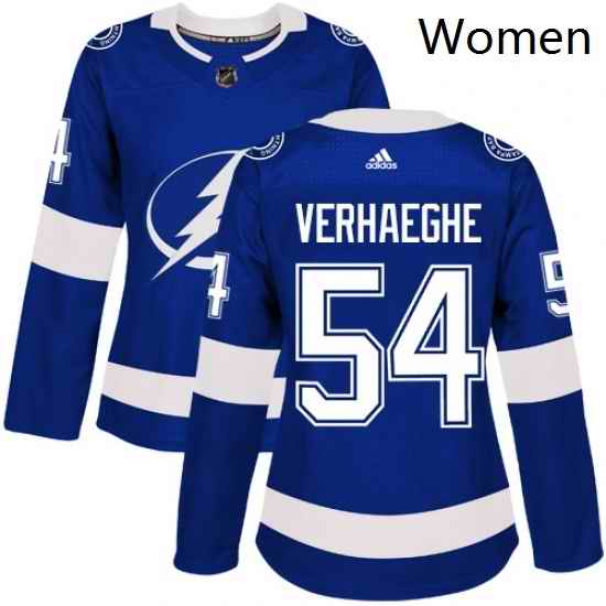 Womens Adidas Tampa Bay Lightning 54 Carter Verhaeghe Authentic Royal Blue Home NHL Jersey